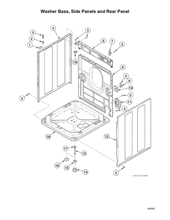 Washer base/side panels/rear panel