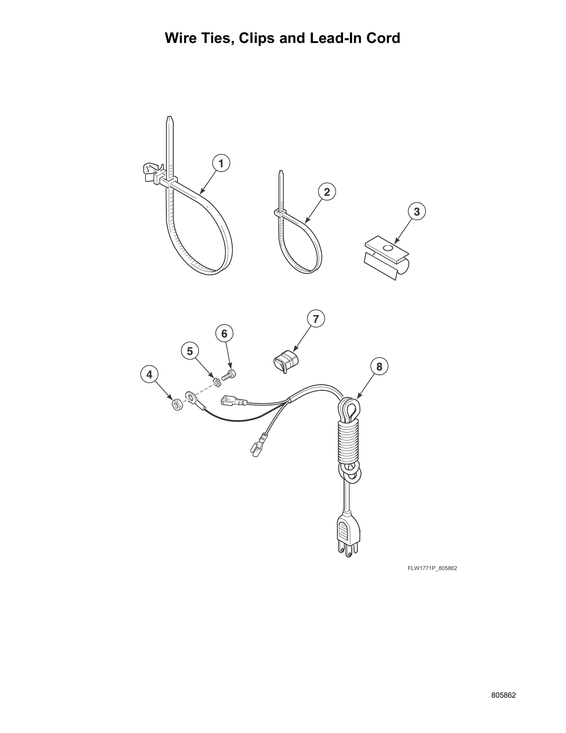 Wire ties/clips/lead-in cord