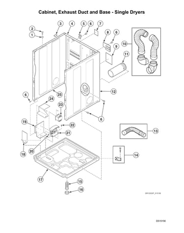 Cabinet/exhaust duct/base-single dryers