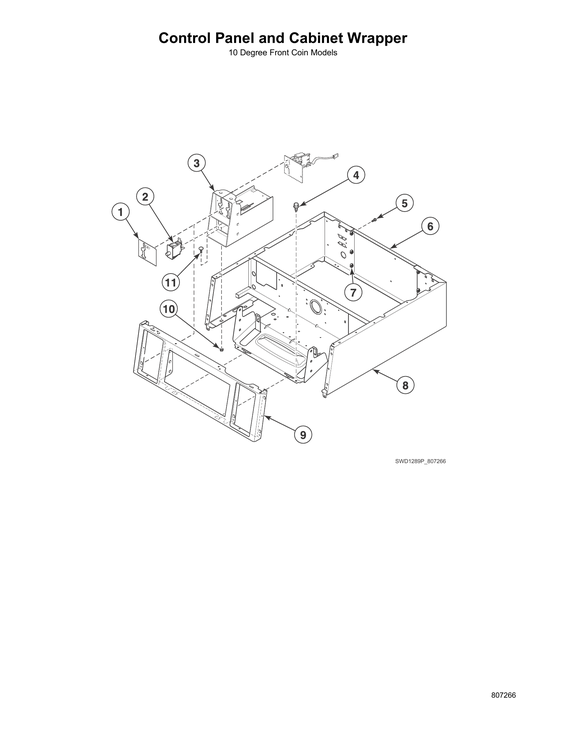 Control panel/cabinet wrapper-10 degree front coin models