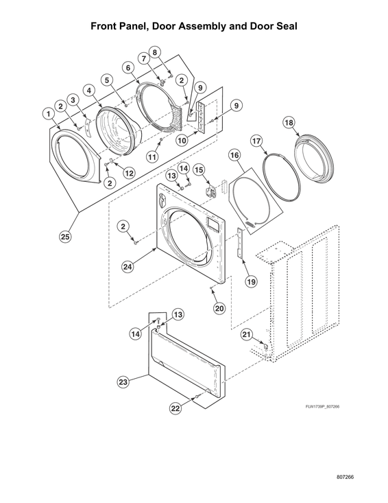 Front panel/door assy/door seal