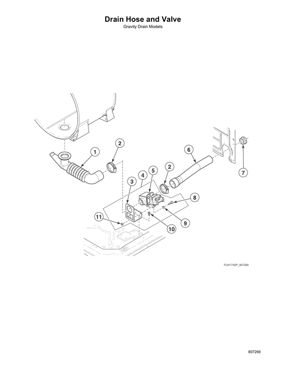 Drain hose/valve-gravity drain models