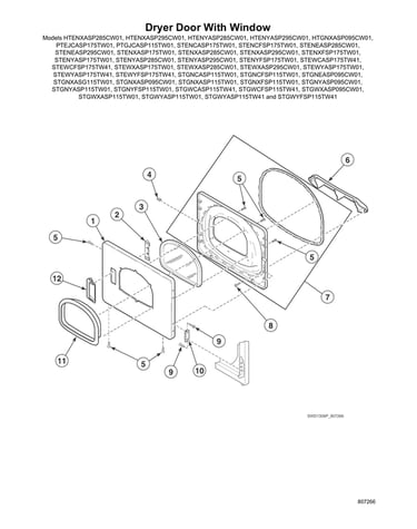 Dryer door with window