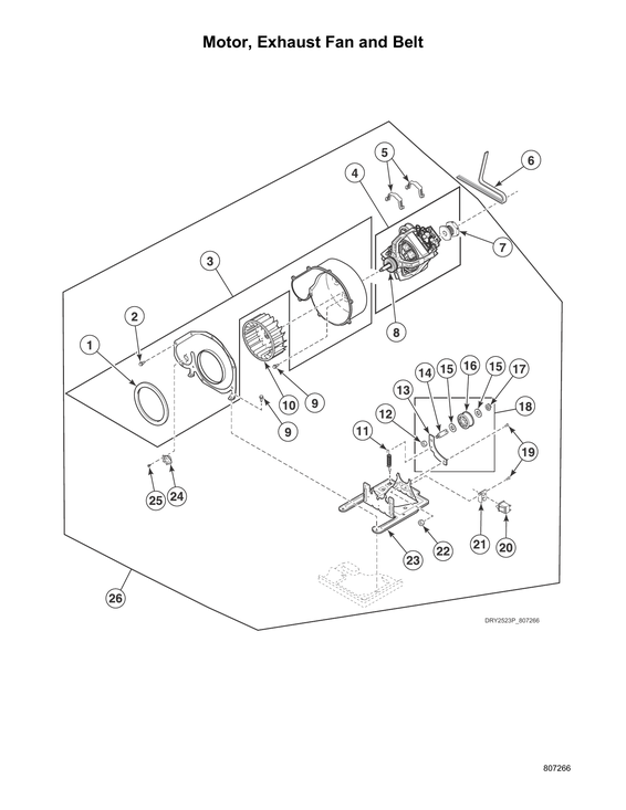 Motor/exhaust fan/belt
