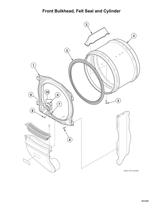 Front bulkhead/felt seal/cylinder