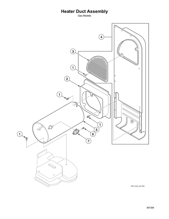 Heater duct assy-gas models