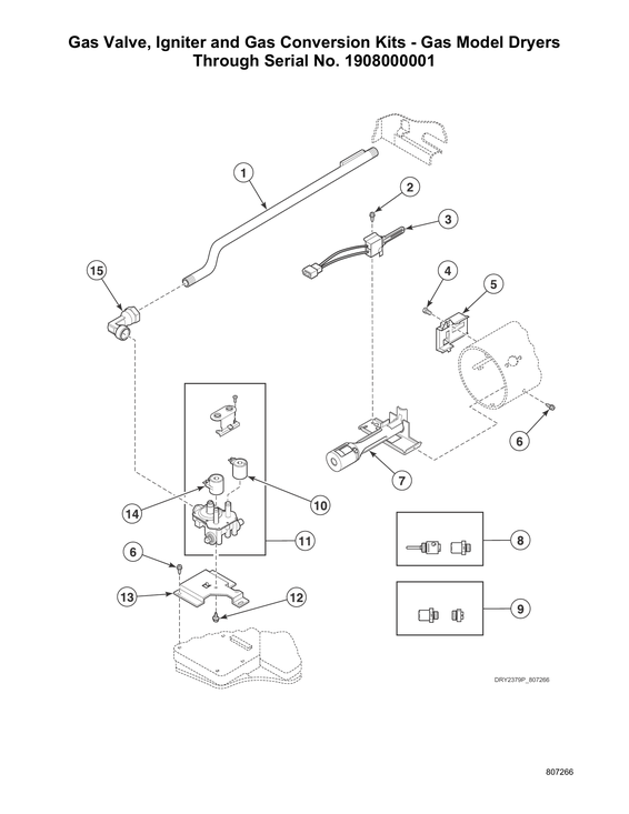 Gas valve/igniter/gas conversion kits-gas models thru s#1908000001