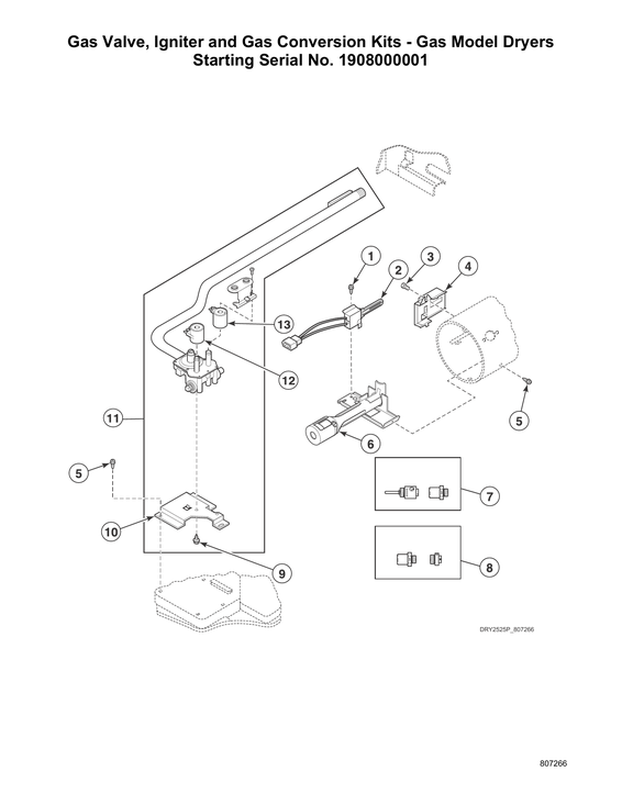 Gas valve/igniter/gas conversion kits-gas models starting s#1908000001