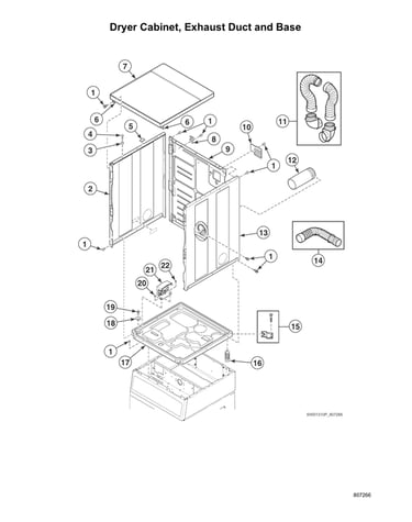 Dryer cabinet/exhaust duct/base