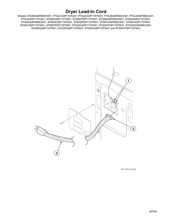 Dryer lead-in cord