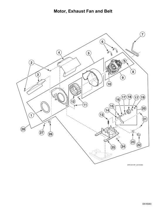 Motor/exhaust fan/belt