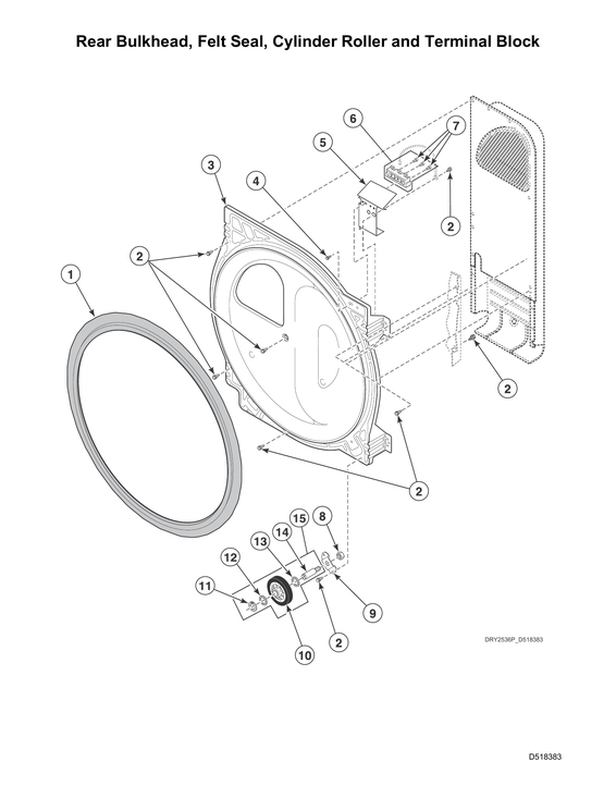 Rear bulkhead/felt seal/cylinder roller/terminal block