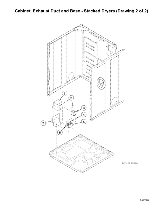 Cabinet/exhaust duct/base-stacked dryers