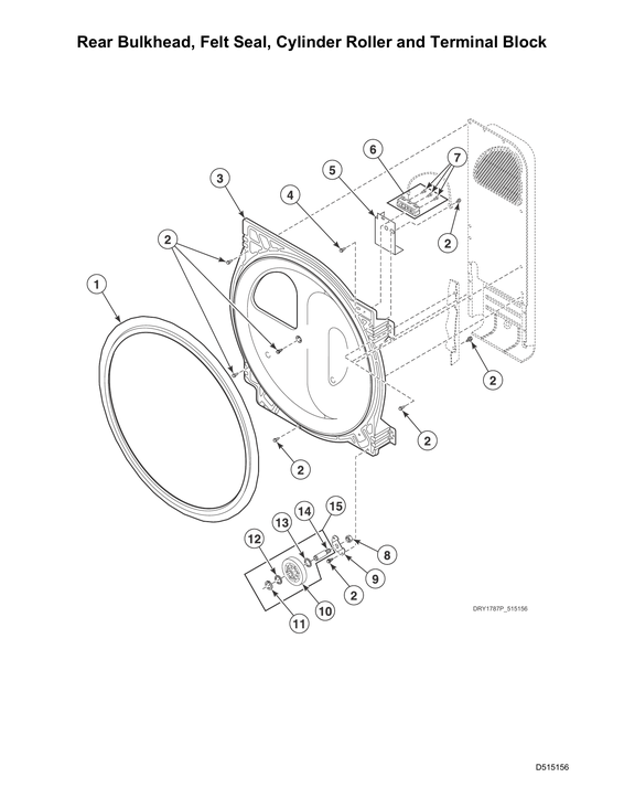 Rear bulkhead/felt seal/cylinder roller/terminal block