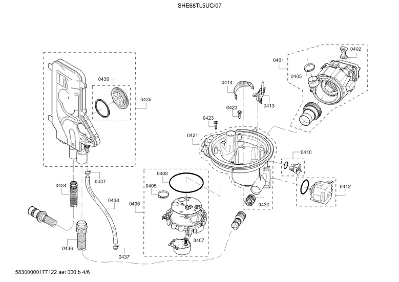 Heat pump/drain pump/water inlet system