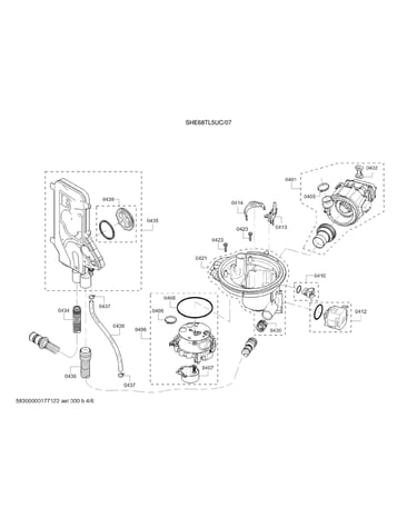 Heat pump/drain pump/water inlet system