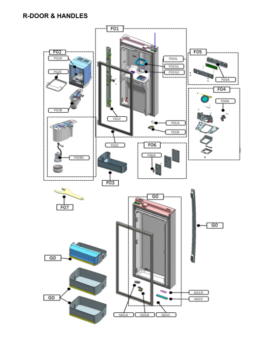 Refrigerator door & handles