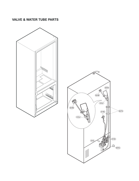 Valve & water tube parts