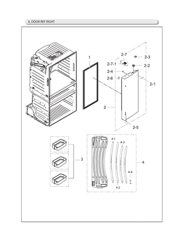 Right refrigerator door parts