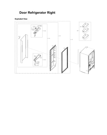 Right refrigerator door parts