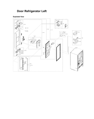 Left refrigerator door parts