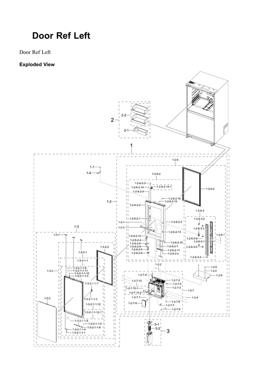 Left refrigerator door parts