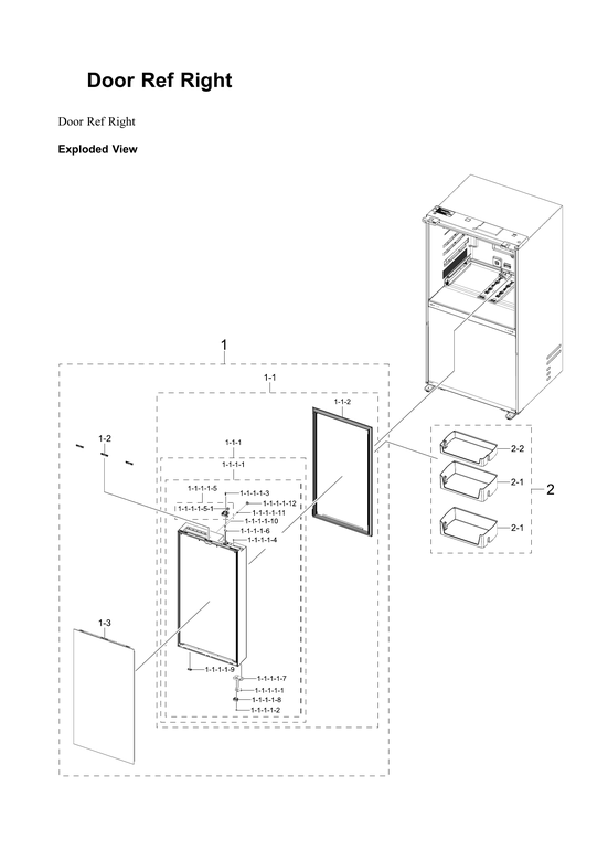 Right refrigerator door parts