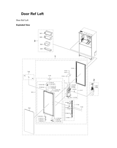 Left refrigerator door parts