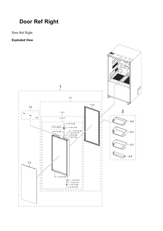 Right refrigerator door parts