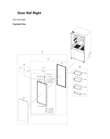 Right refrigerator door parts