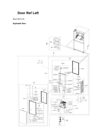 Left refrigerator door parts