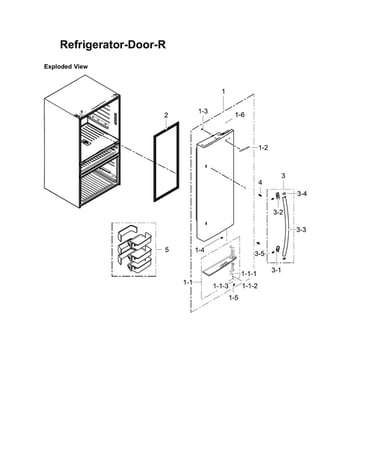 Right refrigerator door parts