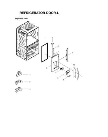 Left refrigerator door parts