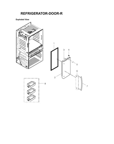 Right refrigerator door parts