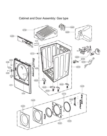Cabinet & door assy: gas type