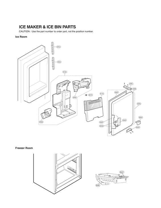 Ice maker & ice bin parts