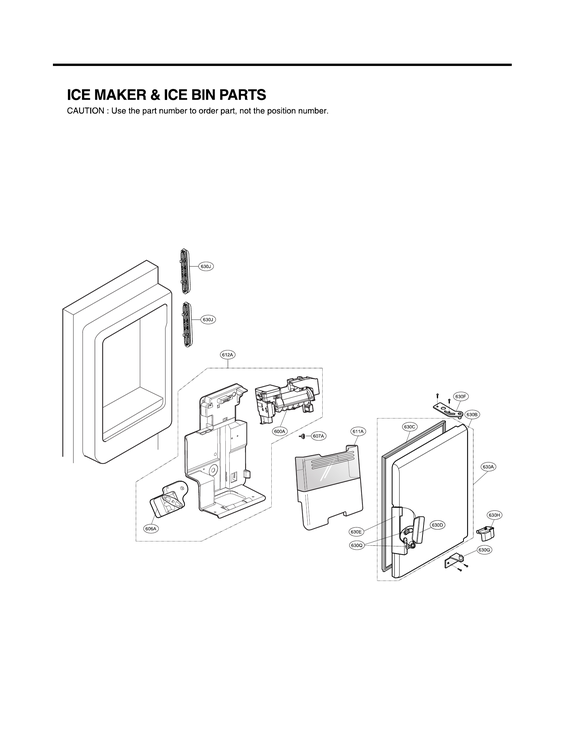 Ice maker & ice bin parts