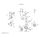Bosch SHS843AF5N/01 spray arms/water inlet system/heat pump diagram