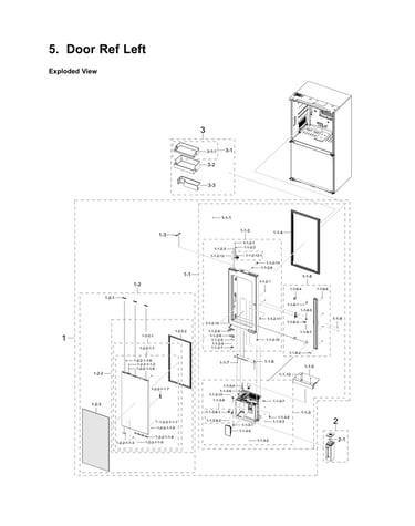 Left refrigerator door parts