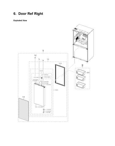 Right refrigerator door parts