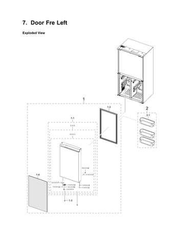 Left freezer door parts