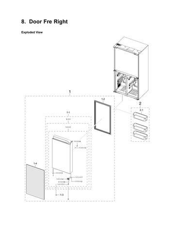 Right freezer door parts