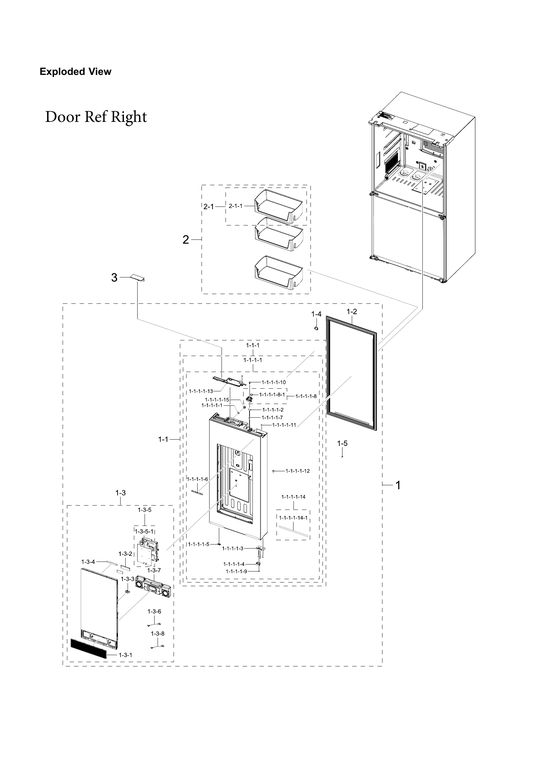 Right refrigerator door parts