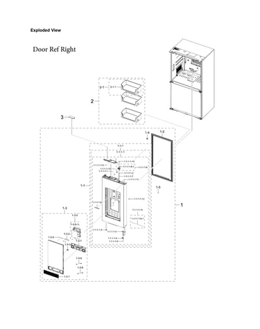 Right refrigerator door parts