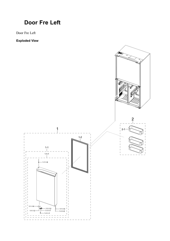 Left freezer door parts