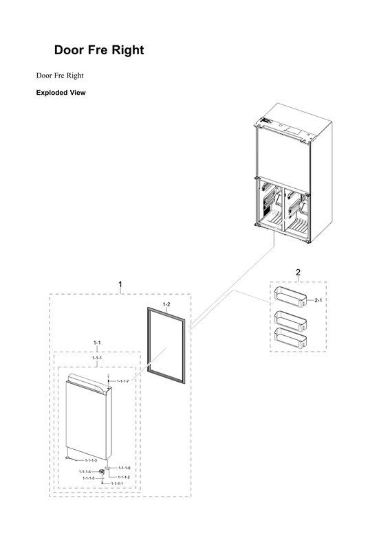 Right freezer door parts
