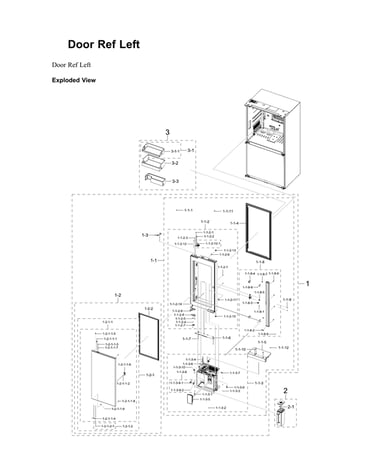 Left refrigerator door parts