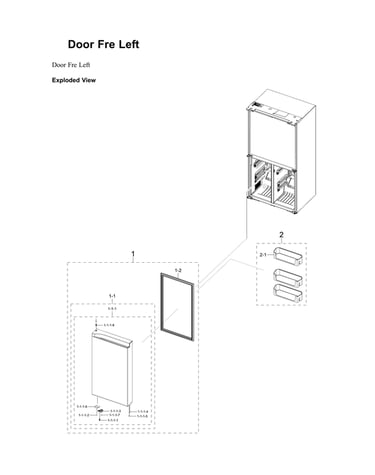 Left freezer door parts
