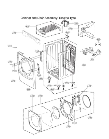 Cabinet & door assy: electric type