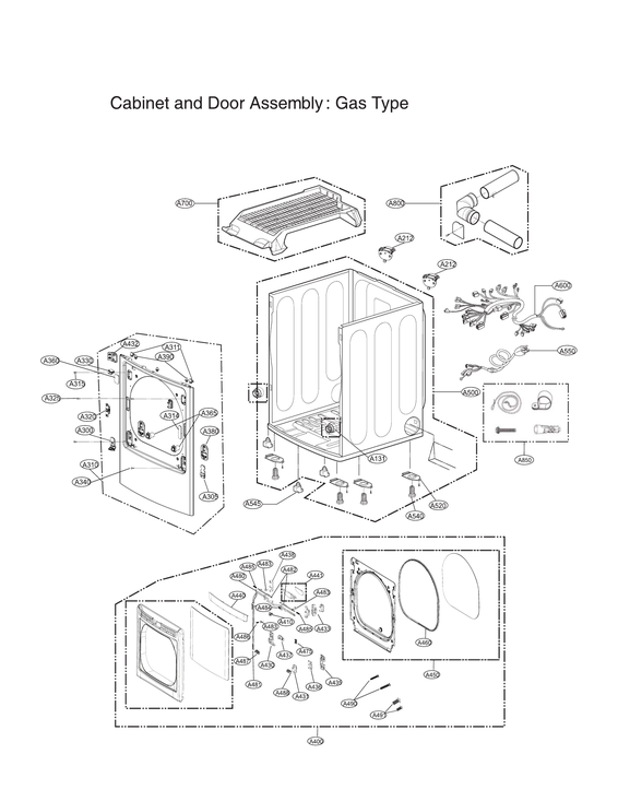 Cabinet & door assy: gas type